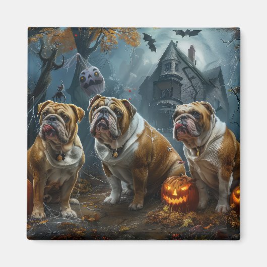 Bulldog Halloween Night Doggy Delight Magnet (Vorne)