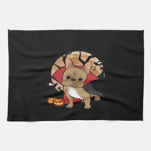 Bulldog | Halloween Pumpkin Frenchie Hexe Geschirrtuch (Horizontal)