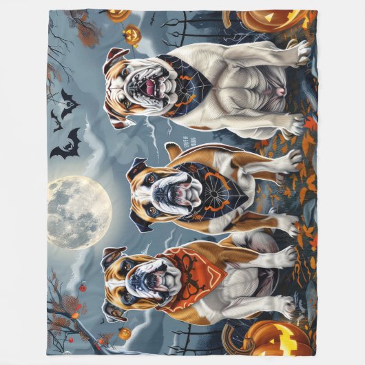 Bulldog Halloween Spooky Fleecedecke (Vorderseite)