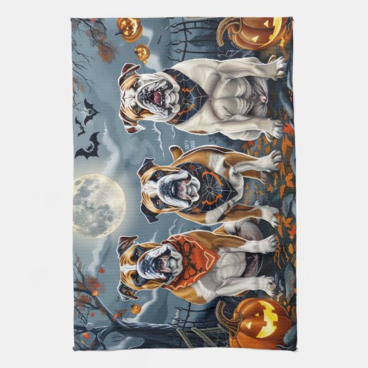 Bulldog Halloween Spooky Geschirrtuch (Vertikal)