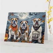 Bulldog Halloween Spooky Karte (Gelbe Blume)