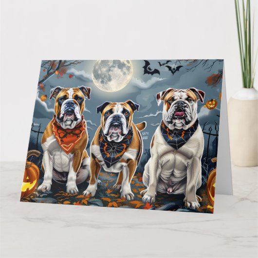 Bulldog Halloween Spooky Karte (Vorderseite)