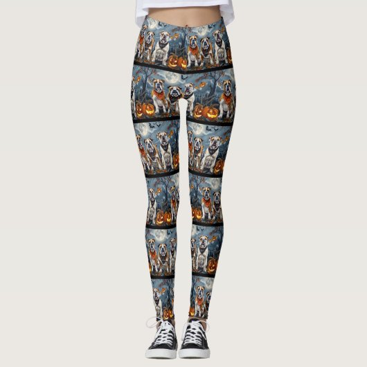 Bulldog Halloween Spooky Leggings (Vorderseite)