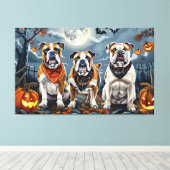 Bulldog Halloween Spooky Leinwanddruck (Insitu (Holzboden))