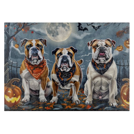 Bulldog Halloween Spooky Schneidebrett (Vorderseite)
