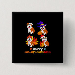 Bulldog Halloween und fröhliches Weihnachtsfest Ha Button