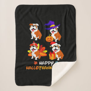 Bulldog Halloween und fröhliches Weihnachtsfest Ha Sherpadecke
