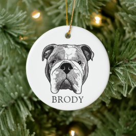 Bulldog Hand Zeichne Personalisiert Keramik Ornament
