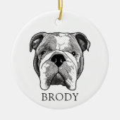 Bulldog Hand Zeichne Personalisiert Keramik Ornament (Vorne)