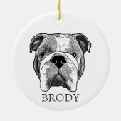 Bulldog Hand Zeichne Personalisiert Keramik Ornament (Hinten)