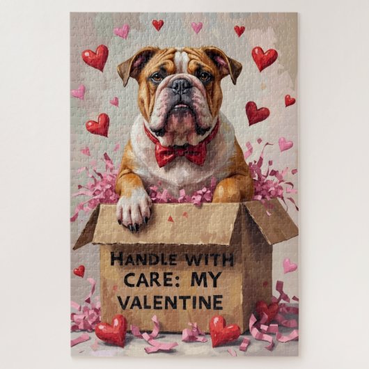 Bulldog Handle With Care Valentine's Gift Box Puzzle (Vertikal)