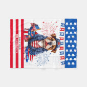 Bulldog Happy 4. Juli America Independence Day Fleecedecke (Vorderseite (Horizontal))