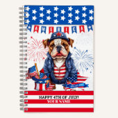 Bulldog Happy 4. Juli America Independence Day Notizblock (Vorderseite)