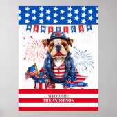 Bulldog Happy 4. Juli America Independence Day Poster (Vorne)