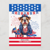 Bulldog Happy 4. Juli America Independence Day Postkarte (Vorderseite)