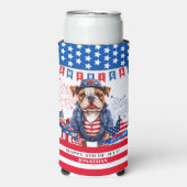 Bulldog Happy 4. Juli America Independence Day Selters Dosenkühler (Seltzer Vorderseite)