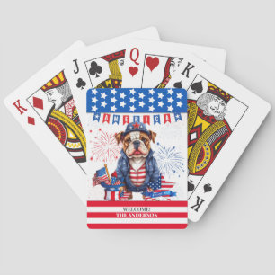 Bulldog Happy 4. Juli America Independence Day Spielkarten