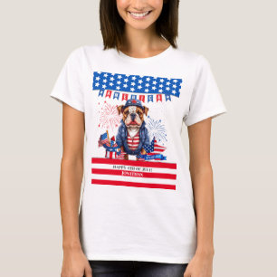 Bulldog Happy 4. Juli America Independence Day T-Shirt