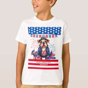 Bulldog Happy 4. Juli America Independence Day T-Shirt