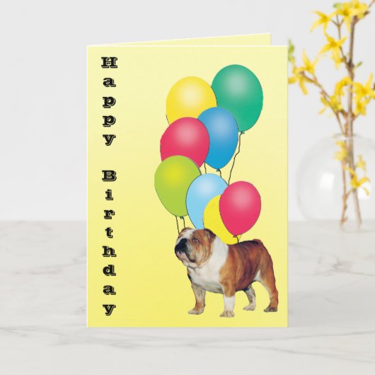 Bulldog Happy Birthday Karte (Gelbe Blume)