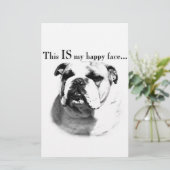 Bulldog Happy Face Briefpapier (Stehend Vorderseite)