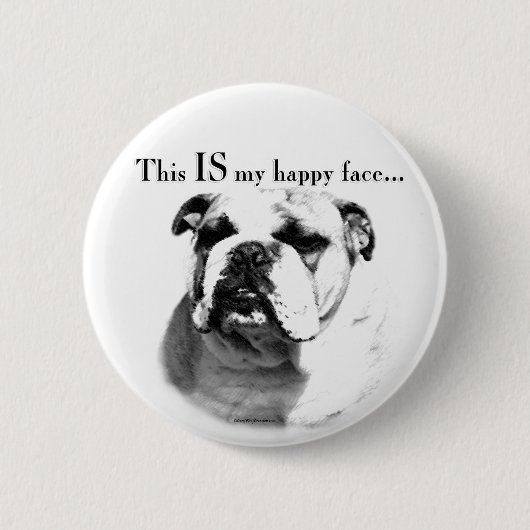 Bulldog Happy Face Button (Vorderseite)