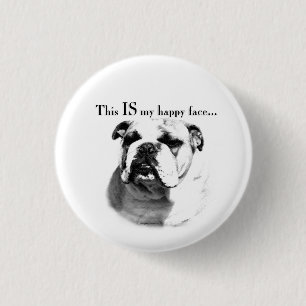 Bulldog Happy Face Button