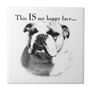 Bulldog Happy Face Fliese