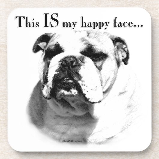Bulldog Happy Face Getränkeuntersetzer (Vorderseite)