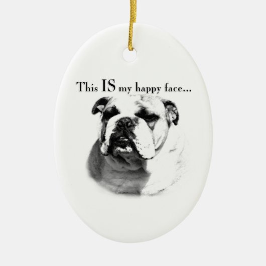 Bulldog Happy Face Keramikornament (Vorne)