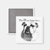 Bulldog Happy Face Magnet (Vorderseite/Rückseite)