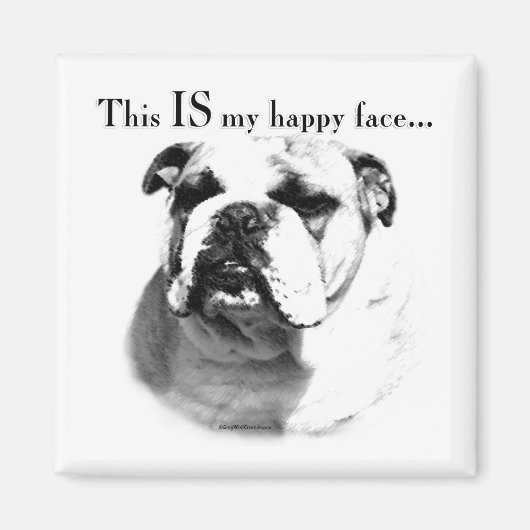 Bulldog Happy Face Magnet (Vorne)