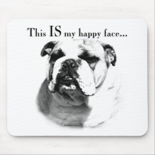 Bulldog Happy Face Mousepad