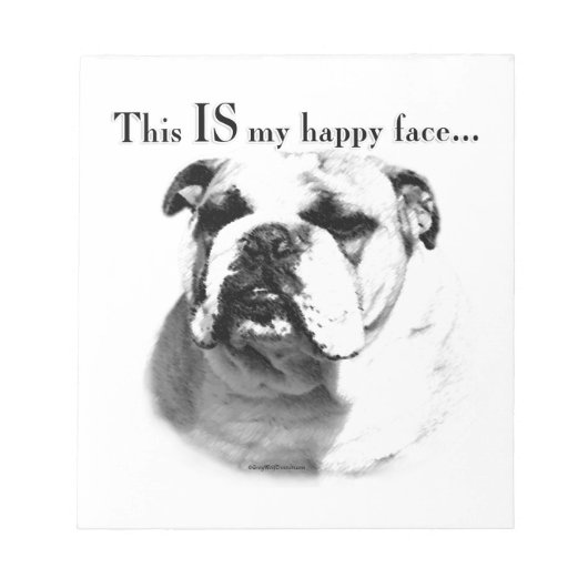 Bulldog Happy Face Notizblock (Vorderseite)