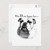 Bulldog Happy Face Postkarte (Vorne/Hinten)