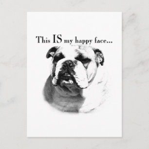 Bulldog Happy Face Postkarte
