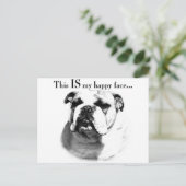 Bulldog Happy Face Postkarte (Stehend Vorderseite)