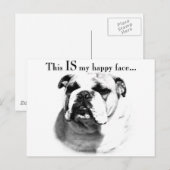 Bulldog Happy Face Postkarte (Vorne/Hinten)