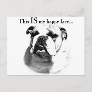 Bulldog Happy Face Postkarte