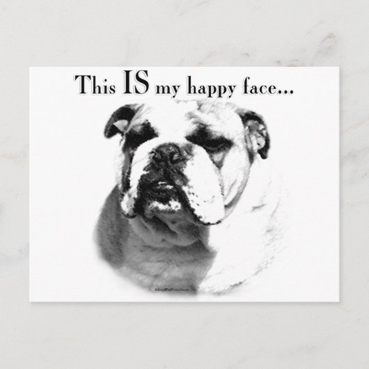 Bulldog Happy Face Postkarte (Vorderseite)
