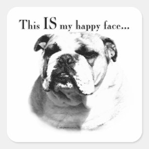 Bulldog Happy Face Quadratischer Aufkleber