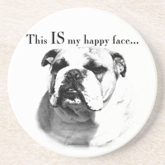 Bulldog Happy Face Sandstein Untersetzer (Vorne)