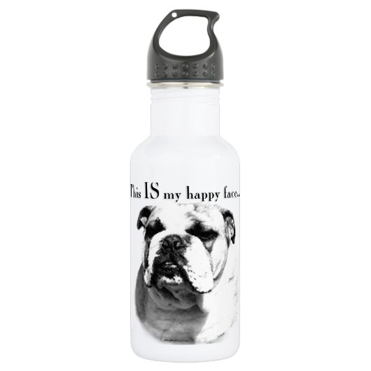 Bulldog Happy Face Trinkflasche (Vorderseite)