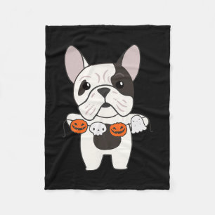 Bulldog Happy Halloween Pumpkin Hunde Halloween Fleecedecke
