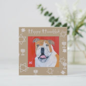 Bulldog Happy Hanukkah Karte (Stehend Vorderseite)