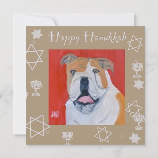 Bulldog Happy Hanukkah Karte (Vorderseite)