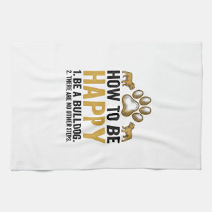 Bulldog Happy Zitat Vintage Gravur Hunde-Liebhaber Geschirrtuch