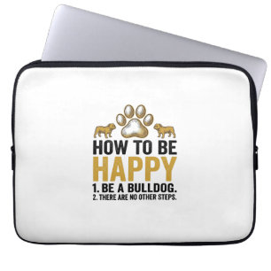Bulldog Happy Zitat Vintage Gravur Hunde Liebhaber Laptopschutzhülle