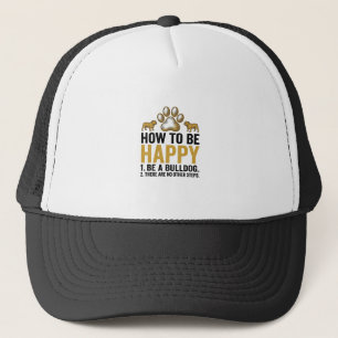 Bulldog Happy Zitat Vintage Gravur Hunde-Liebhaber Truckerkappe