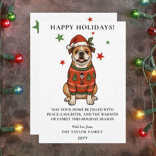 Bulldog-Häßlicher-Pullover-Weihnachten-Hund-Santa- Feiertagskarte